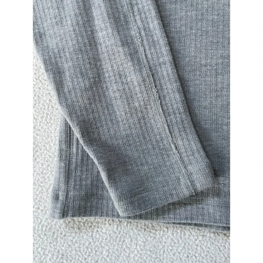 Banana Republic Mens Medium Pullover Gray Ribbed Mock Neck Henley Cotton Sweater